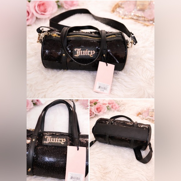 Juicy Couture Handbags - Juicy Couture Black Sequin Barrel Bag with Gold Accents